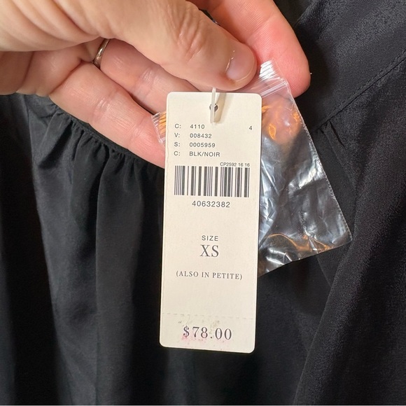 NWT Maeve (Anthropologie) Black Blouse with Gathered Sleeves XS - Picture 5 of 8